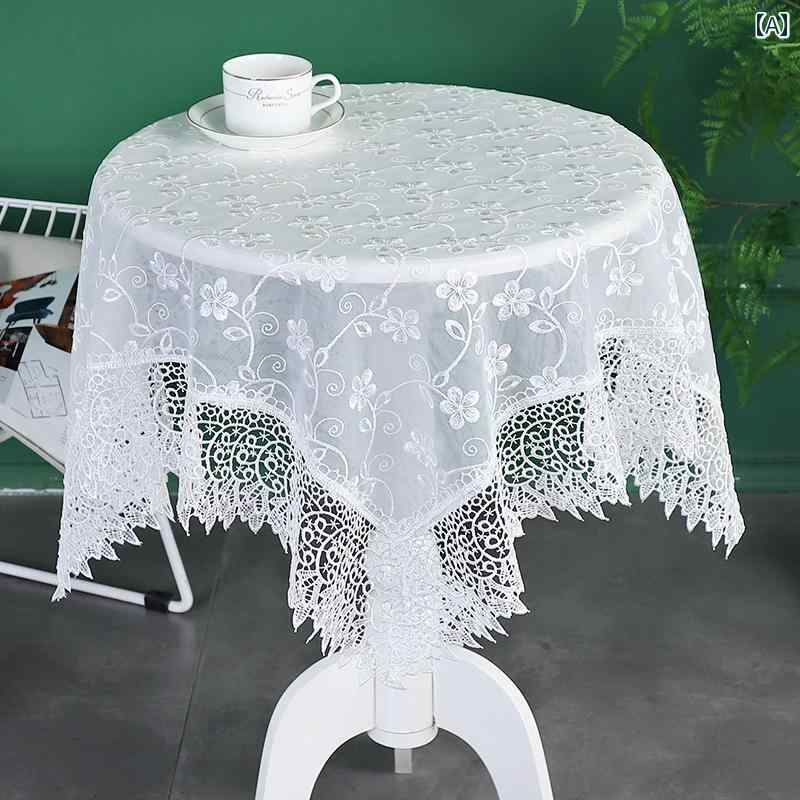 コーヒーテーブルクロス 長方形 ダイニング リビング 家庭用 大きいサイズ 正方形 円形 カバー 半透明 白 ピンク カーキ 刺繡 花柄 上品