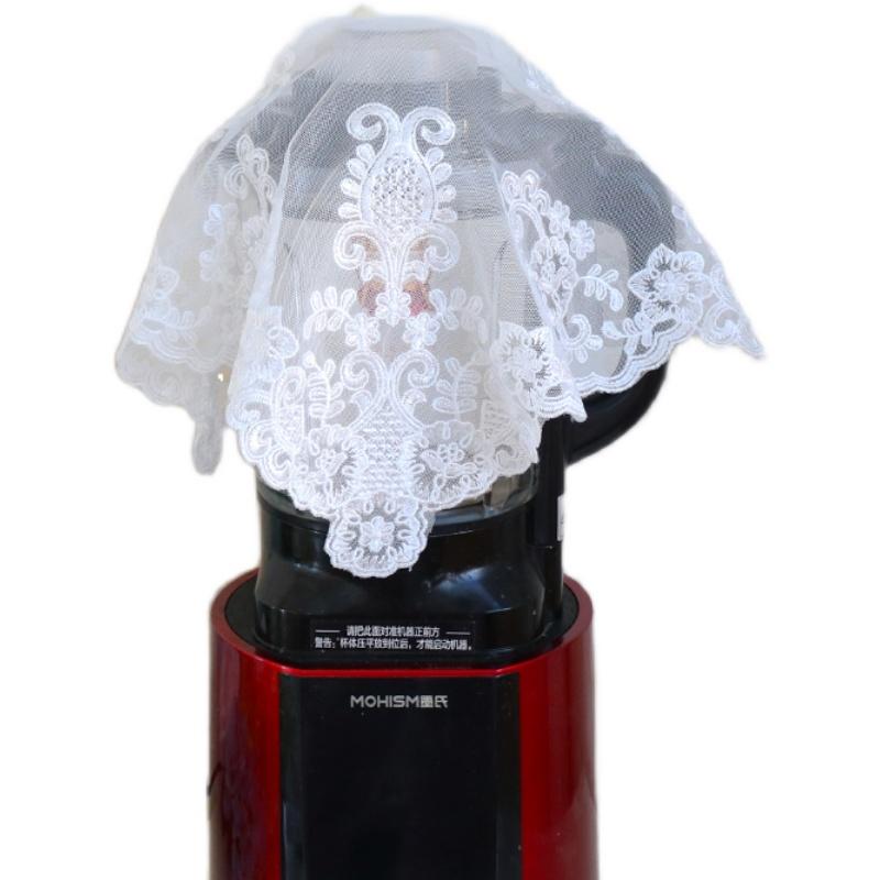 ほこり よ け カバー 正方形 防塵 キッチン リビング ダイニング 家庭用 家電 ティートレイ クロス レース 白 花柄 総柄 刺繡 上品