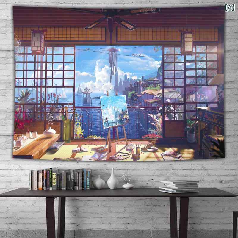 タペストリー 和 モダン アニメ調 風景 アート 洗える 厚手 寝室 玄関 リビング 背景 吊り下げ 簡単 壁かけ 装飾 部屋 日常