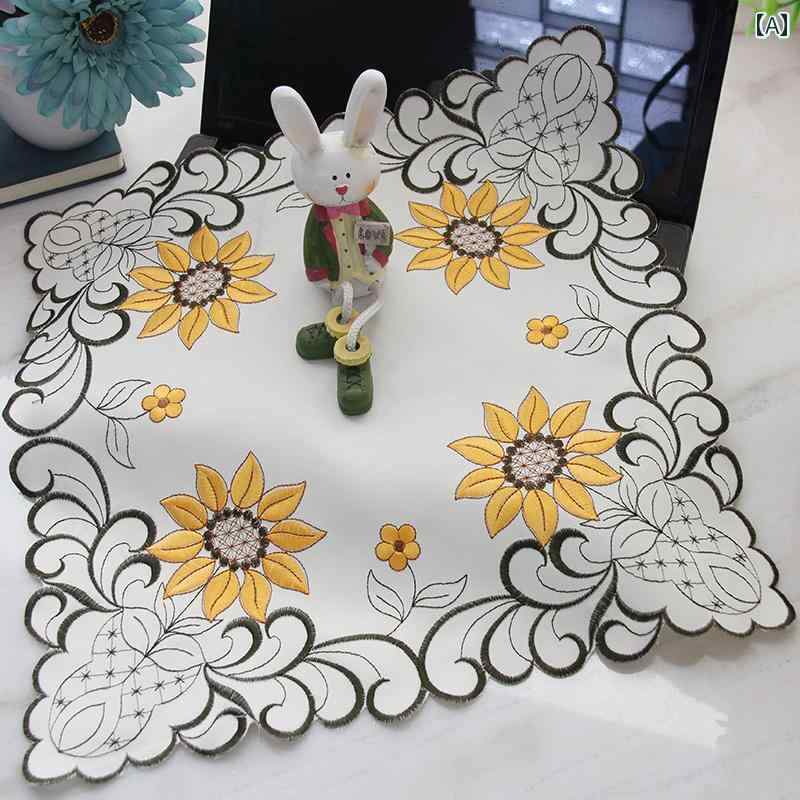 ほこり よ け カバー 防塵 ダイニング キッチン リビング 家庭用 家電 クロス 布 正方形 長方形 ティートレイ 刺繡 花柄 青 赤 黄