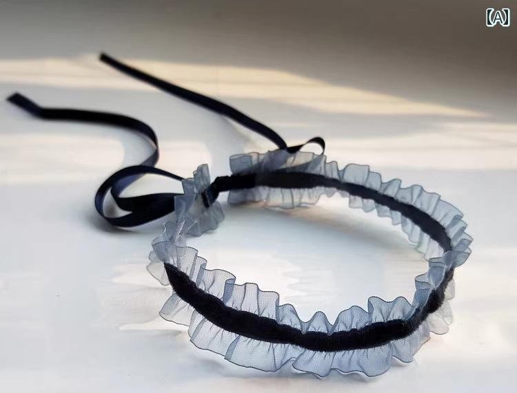 チョーカー レディース 女の子 レース 鎖骨 ネックレス アクセサリー ファッションアイテム 装飾 紐 フック 紺 赤 グレージュ おしゃれ