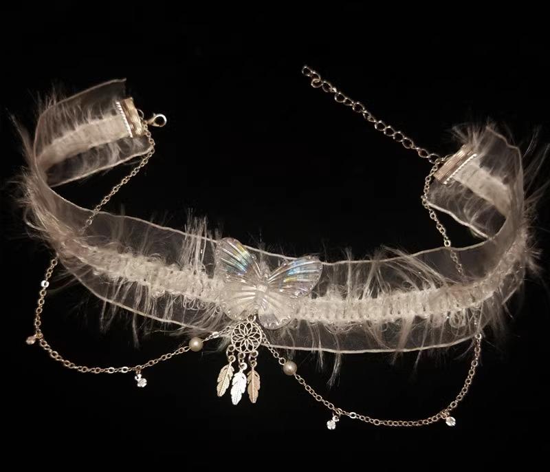 チョーカー レディース アクセサリー ネックレス ファッションアイテム 鎖骨 装飾 レース チェーン ビ..