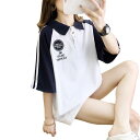 ポロシャツ レディース ジュニア 韓国 夏 大きいサイズ ゆったり ビッグシルエット トップス ポロ襟 シンプル カジュアル スタイリッシュ スポーティー 白 ...