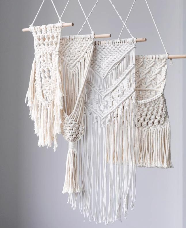 壁掛け 収納 編み 北欧 マクラメ ロープ 手作り タペストリー 装飾 ハンギング ラック 寝室 リビング 玄関 背景 壁 タッセル 植物 おしゃれ