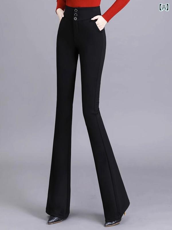 デニム フレアパンツ レディース 黒 ハイウエスト ブーツカット シンプル 大きいサイズ 通勤 オフィス フィット シワになりにくい 無地