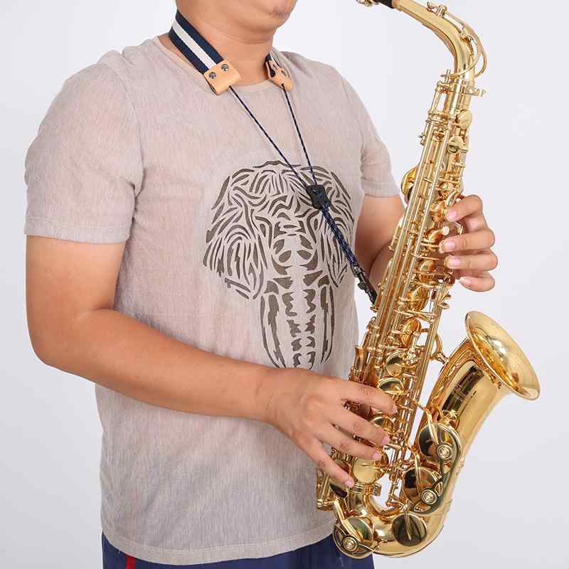 サックス ストラップ 大人 演奏 コンサート 発表会 首掛け 金属フック 柔らかい 吊り下げ 使いやすい 紐 ストライプ 青 赤 黒