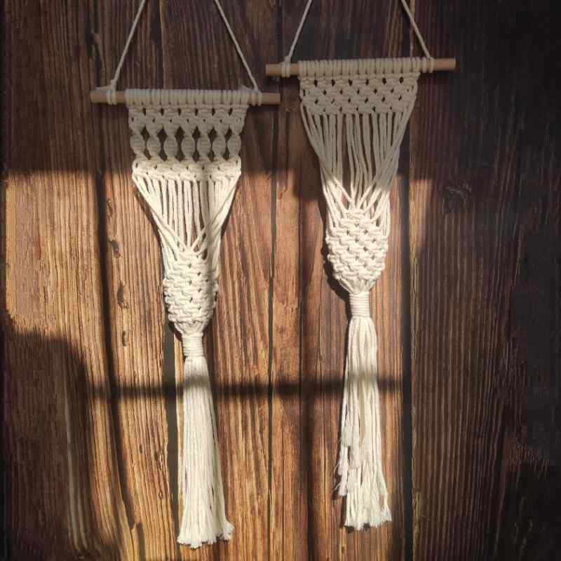 ウォールポケット 吊り下げ 収納 北欧 ボヘミアン マクラメ 手編み ネット インテリア リビング 寝室 玄関 壁掛け 装飾 シンプル おしゃれ 白