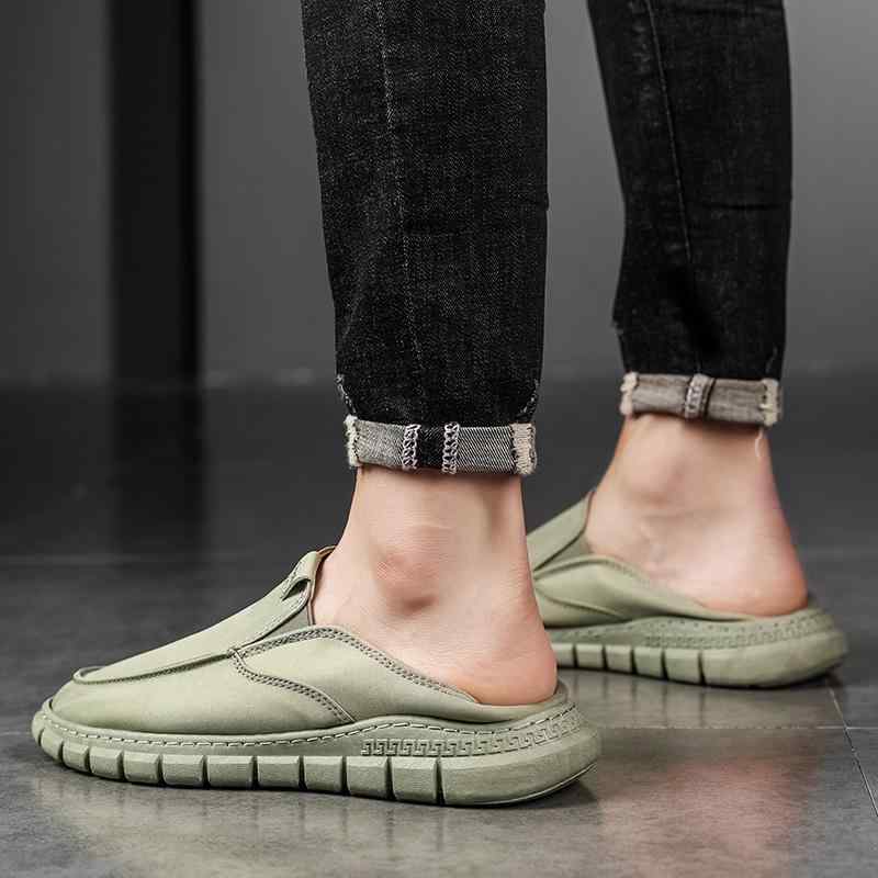 メンズ かかと 踏める スニーカー 夏 キャンバス 滑り止め シンプル 無地 快適 オフィス 普段使い 通気..