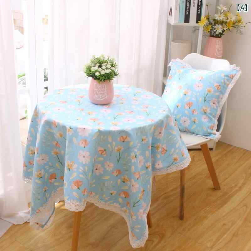 コーヒーテーブル クロス おしゃれ 正方形 長方形 80cm 綿 レース スカラップ 通気 インテリア ダイニング リビングルーム 洗濯機 冷蔵庫 キャビネット カバー カントリー 花柄 青 ピンク 白