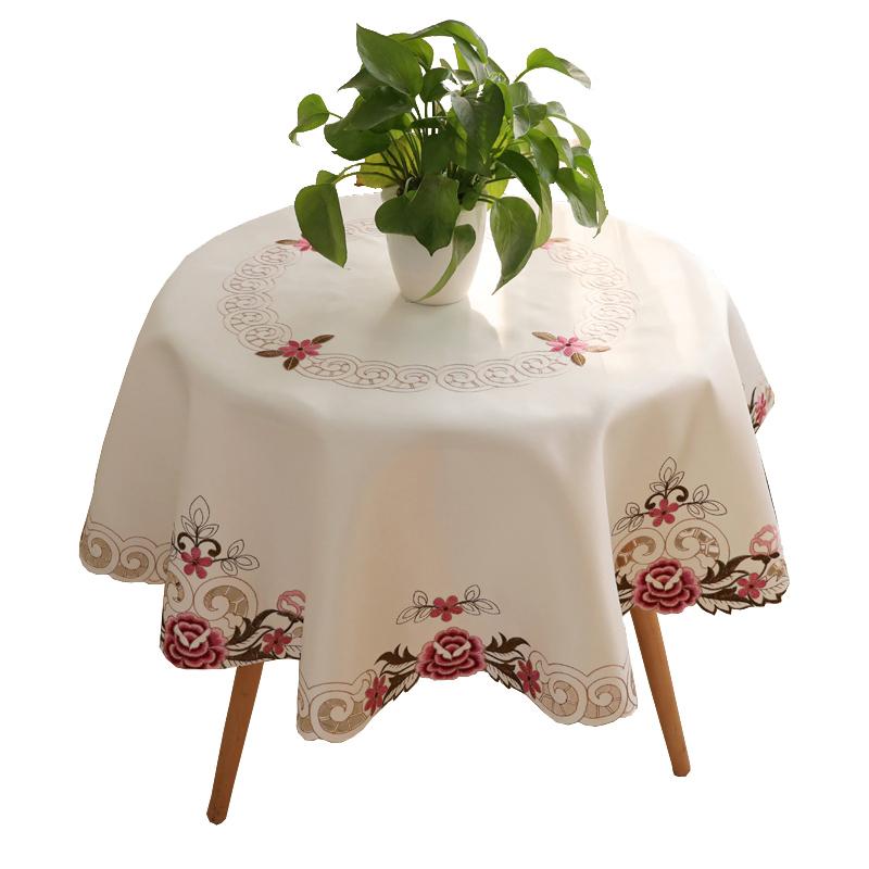 コーヒーテーブル クロス 円形 220 北欧 ポリエステル 刺繍 汚れ防止 インテリア 家庭 ダイニング リビングルーム レストラン 装飾 おしゃれ カントリー 花柄 赤 青 黄色