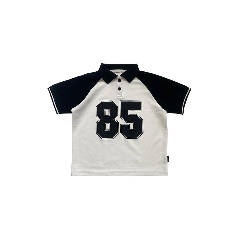 ポロシャツ キッズ 半袖 男の子 おしゃれ ルーズ ゆったり ラフ カジュアル トップス 夏 ベビー 子供 服 薄手 コットン 数字 プリント