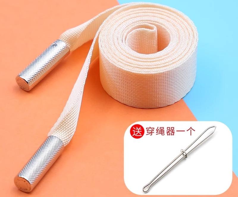 ズボン 紐 ヘッド付 通し器 パーカー 巾着 ワンピース 帽子 平ひも 白 黒 緑 ウエスト 付け替え 交換 ..