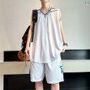 バスケ タンクトップ メンズ 夏 セットアップ ハーフパンツ ノースリーブ 速乾 通気性 柔らかい 薄手 接触冷感 大きいサイズ ゆったり トレーニングウェア ランニング シンプル スポーティ 白 青 赤