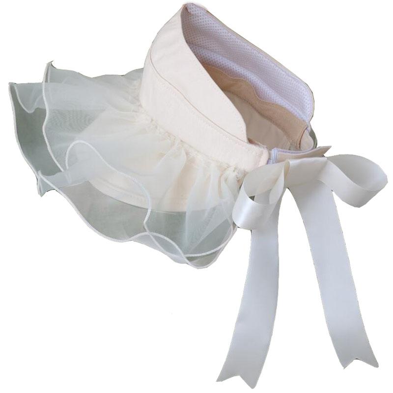 サンバイザー レディース おしゃれ オーガンジー サンハット 日除け 通気性 夏 綿 つば広 旅行 ショッ..