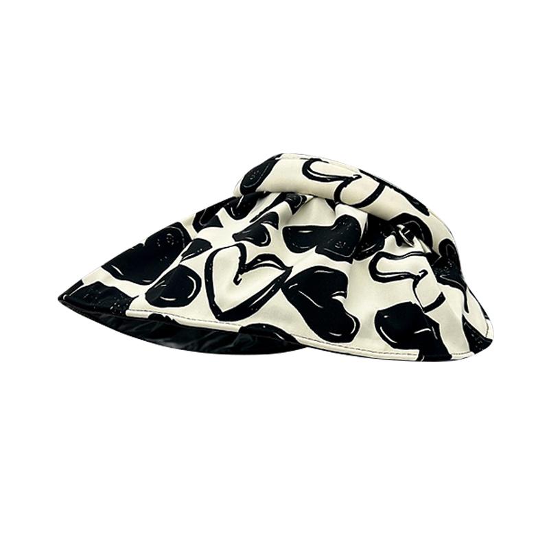 サンバイザー レディース おしゃれ 日焼け対策 夏 つば広 日よけ サンハット ビニール 綿 旅行 アウトドア 普段使い 通気性 かわいい ハート柄 黒 赤 黄色