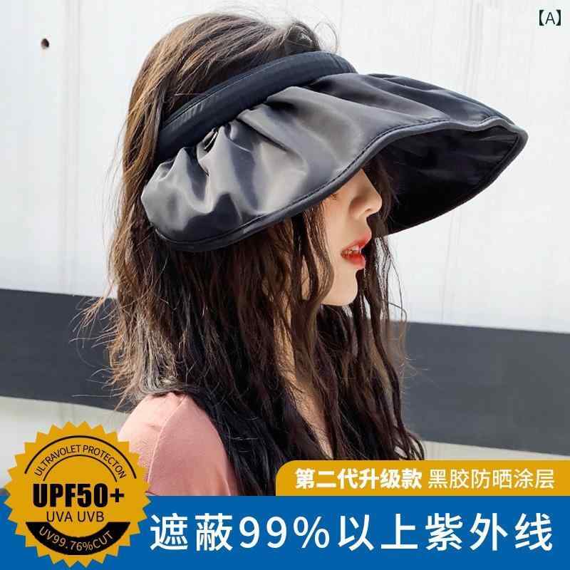 サンバイザー レディース おしゃれ 夏 日よけ サンハット つば広 日焼け対策 折りたたみ ヘアバンド 兼用 貝殻型 チェック柄 旅行 普段使い 黒 ピンク ベージュ