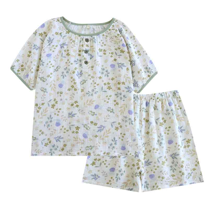 ガーゼ パジャマ 半袖 レディース 夏 綿 ショートパンツ ノーカラー 薄手 涼しい ウエストゴム 吸汗 通..