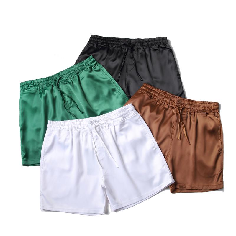 ショートパンツ メンズ 膝上 大きいサイズ 韓国 四分丈 ランニング スポーツ カジュアル 光沢 通気性 伸縮 吸汗 薄手 ゆったり 黒 白 緑