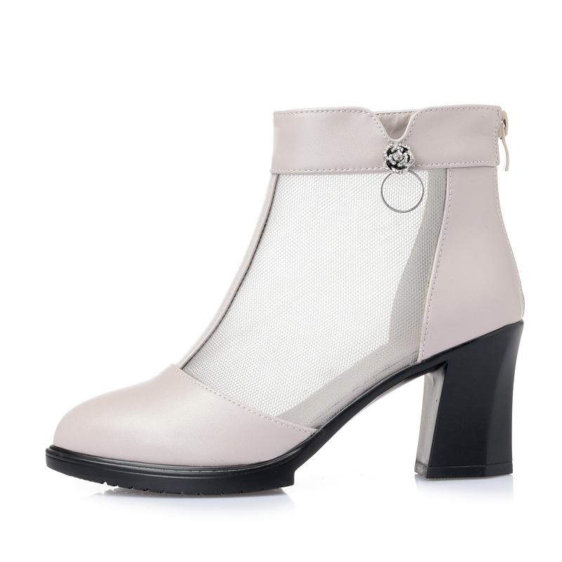 メッシュ ブーツ 夏 シアー 透け感 シースルー 涼しい おしゃれ ハイヒール 通気性 蒸れにくい チャンキーヒール レディース 疲れにくい 安定 セクシー ショート 黒 ベージュ グレー ラウンドトゥ