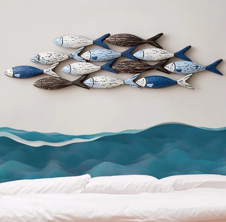 インテリア 壁 飾り ウォール デコ オブジェ おしゃれ リビング 地中海 立体 魚 ベッド レストラン 掛..