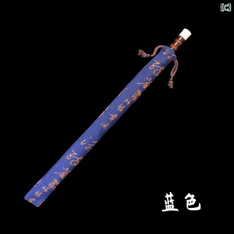 横笛 袋 ケース チャイナ風 白 青 古風 文字 尺八 竹笛 保護 カバー 持ち運び 収納...