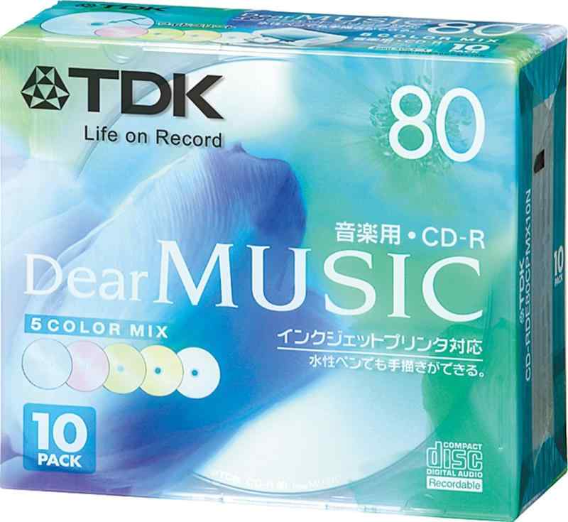 TDK CD-R 音楽用 80分 カラーミックス インクジェットプリンタ対応 10枚パック CD-RDE80CPMX10N