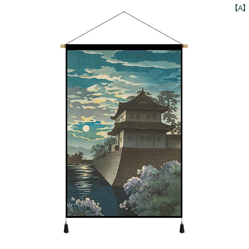 タペストリー おしゃれ 和風 掛け軸 インテリア 吊り下げ 風景 絶景 壁掛け 布 混紡 厚手 背景 装飾 リビング 和室 玄関 長方形 タッセル