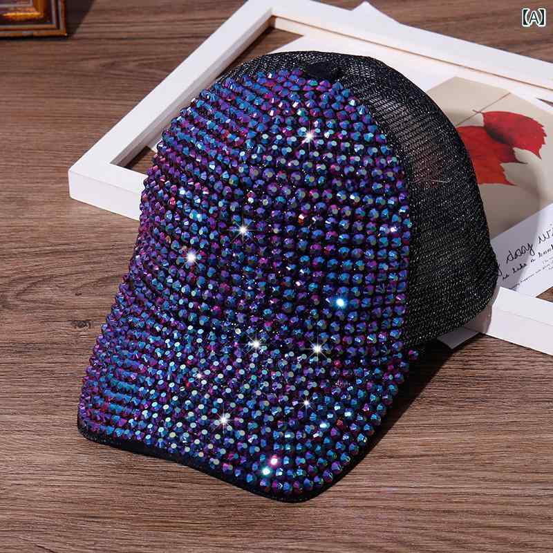 キャップ レディース 春夏 日焼け防止 カジュアル かわいい 綿 帽子 韓国 ラインストーン 子供 通気性 メッシュ 調節可能 快適 キラキラ 黒 ピンク 青