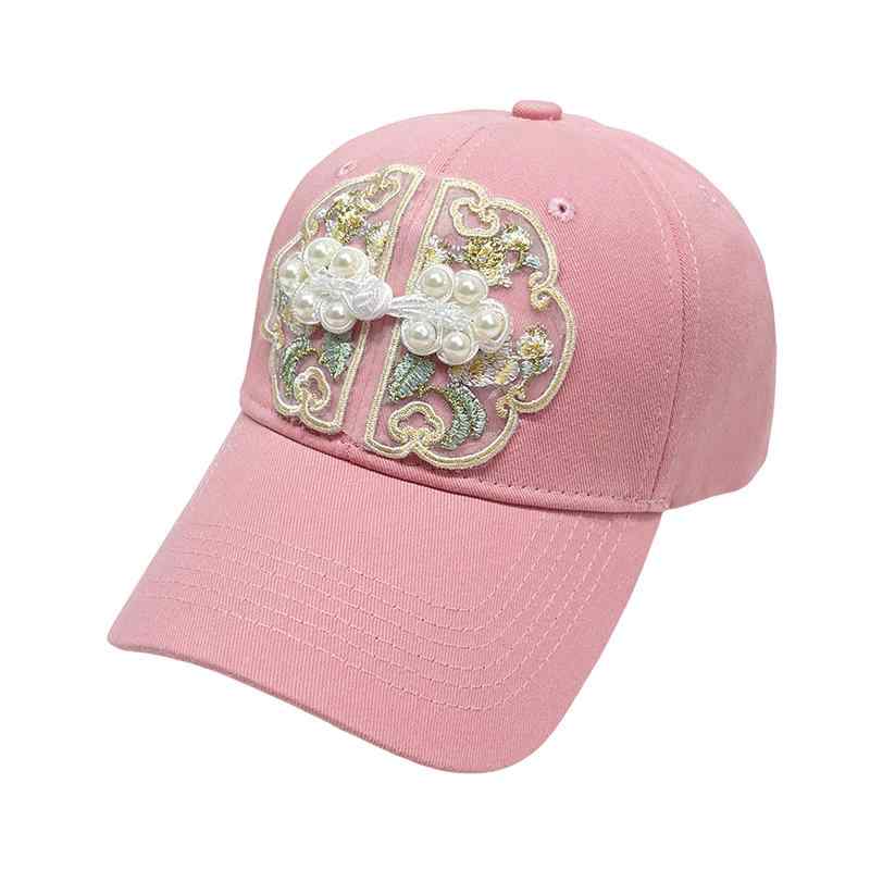 キャップ レディース 春夏 帽子 綿 調整可能 崩れにくい 快適 日焼け防止 カジュアル シンプル 無地 かわいい チャイナ風 ピンク 黄色 青