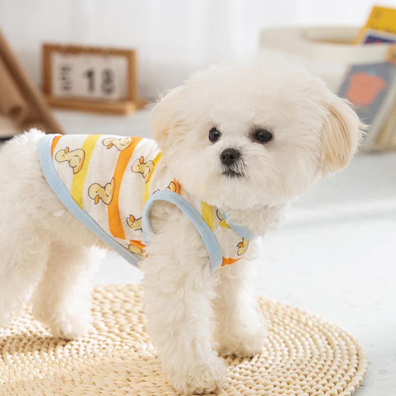 犬 夏服 かわいい ワンちゃん 薄手 ベスト リード 装着 可能 立体 マスコット ユニーク おもしろ サル アヒル ひよこ 柄 イエロー ブルー グリーン