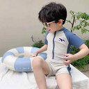 子供 水着 男の子 半袖 幼児 キッズ ジュニア 伸縮性 速乾 オールインワン ジップアップ 半ズボン スイムキャップ 浮き輪 ゴーグル ラッシュガード 日焼け防止 海 プール 温泉 シンプル かわいい 白 サメ