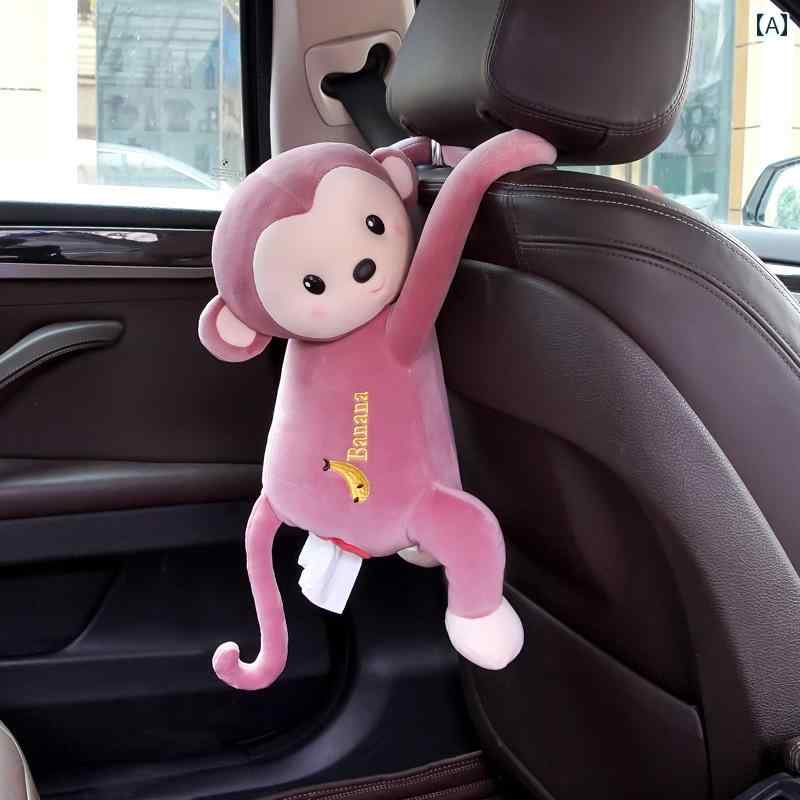 車 ティッシュカバー ホルダー ケース 吊り 便利 簡単 かわいい ふわふわ 生き物 アニマル ボックス 猿 カー用品 ぶら下げ 装飾 ウサギ 恐竜 ぬいぐるみ 刺繍