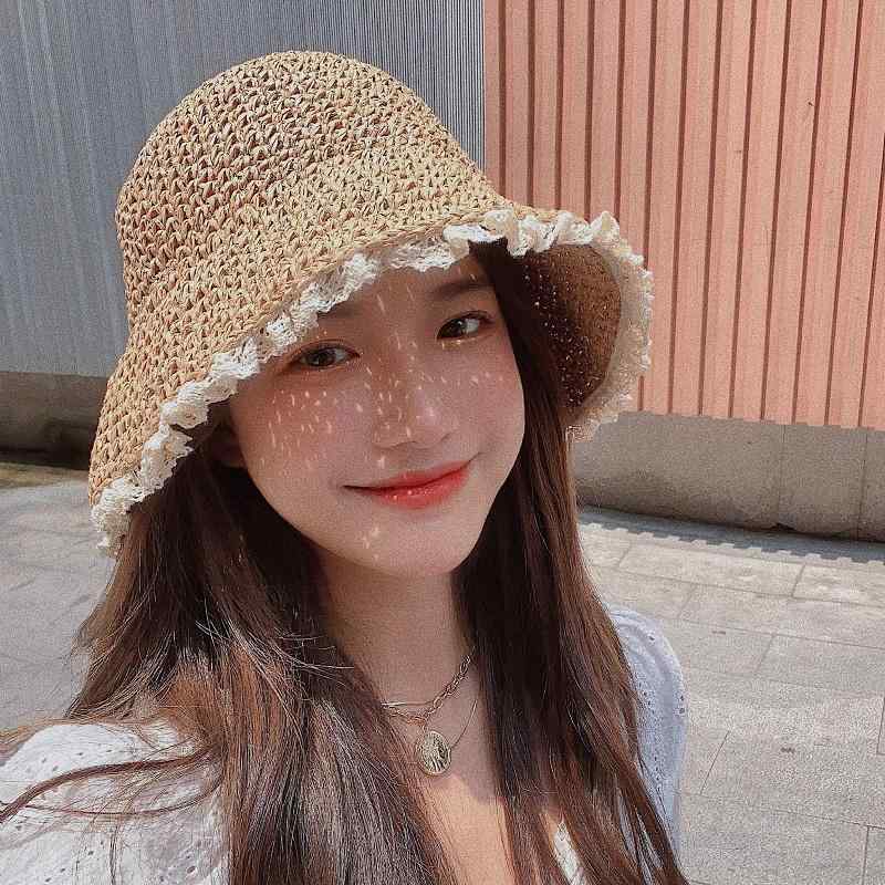 帽子 レディース 麦わら 夏 涼しい 日焼け防止 日よけ かわいい ストローハット レース 韓国 小顔 カジ..