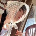 ヘッドアクセサリー レディース スカーフ レース 三角形 韓国 バブーシュカ おしゃれ かぎ針編み ヘアバンド カチューシャ 春夏 旅行 写真撮影 シンプル 花柄