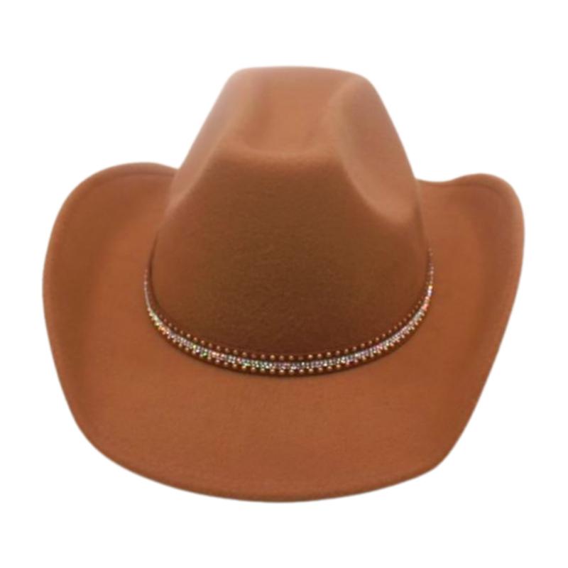 カウボーイ ハット 帽子 大人 レディース メンズ チベット ウエスタン 英国風 ロープ キラキラ ロールアップ つば広 おしゃれ 青 キャメル カーキ