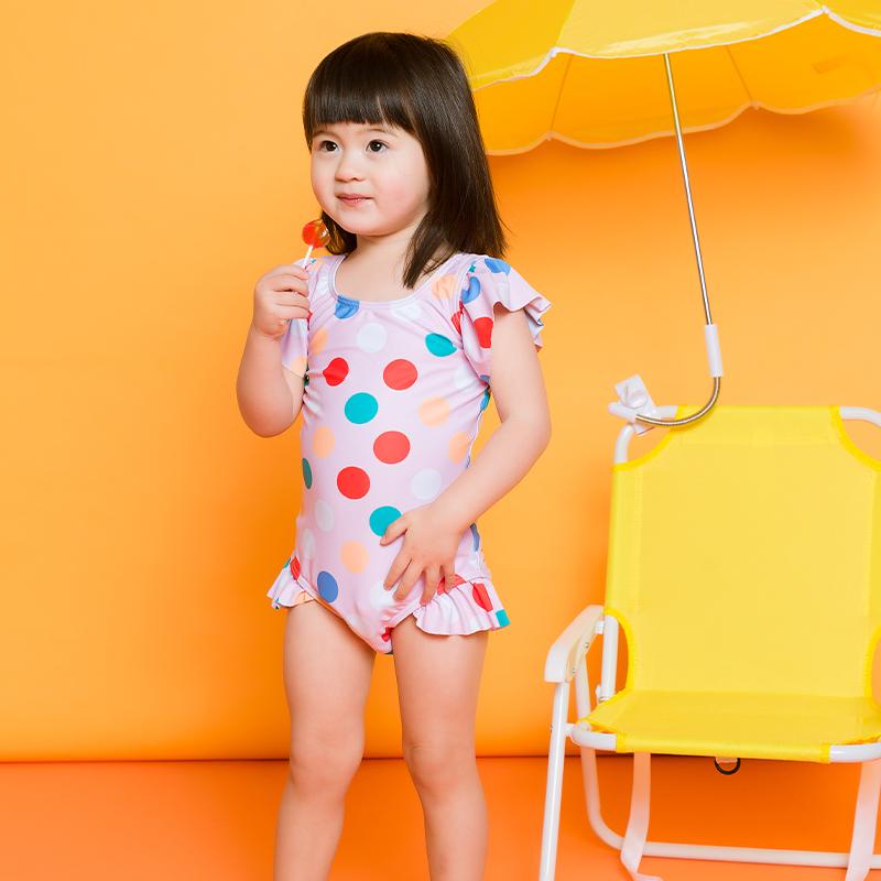 子ども 水着 女の子 ベビー ワンピース 夏 幼児 韓国 プール スイミング 海 フリル ドット カラフル かわいい ファスナー 速乾性 大きいサイズ