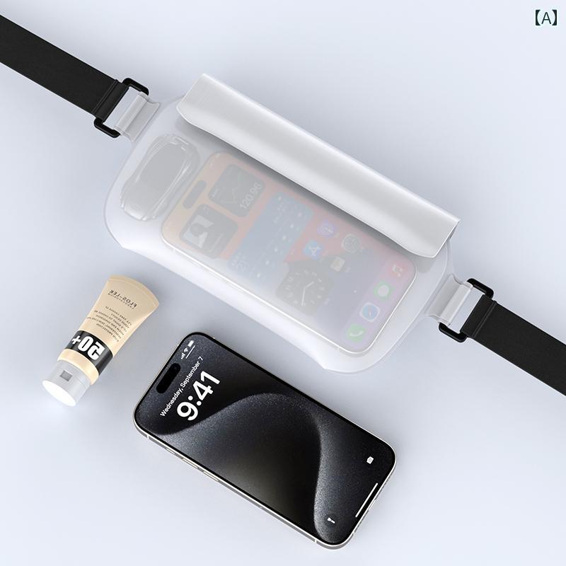 スマホ 防水ケース プール タッチスクリーン 肩掛け ショルダー バッグ ウエスト ポーチ 黒 白 ピンク ..