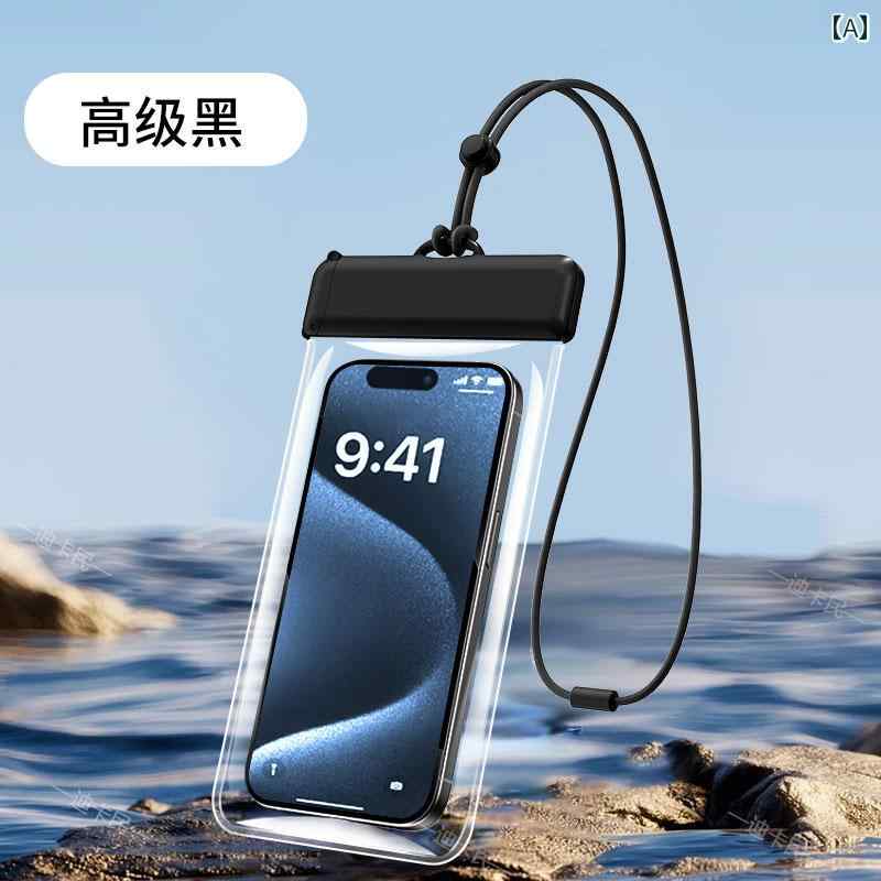 スマホ 防水ケース プール 黒 白 青 タッチスクリーン 海 釣り 水中 お風呂 小物 透明 シンプル 無地 ..