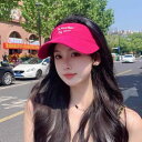 サンバイザー レディース 帽子 メンズ 韓国 日焼け防止 夏 普段使い 外出用 アイテム 刺繡 英文字ロゴ カジュアル アプリコット ピンク 黒