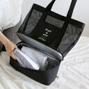 ビーチバッグ レディース 大容量 おしゃれ 海 プール 川 収納 かばん 旅行 防水 水泳 乾 湿 分離 水着 タオル メッシュ ブラック ピンク ブルー