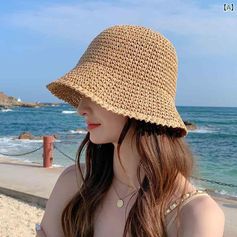ストローハット レディース 夏 麦わら 帽子 日焼け防止 バケットハット ガーデニング 海 山 レジャー アウトドア リゾート シンプル カジュアル スタイリッシュ カーキ 白 紫