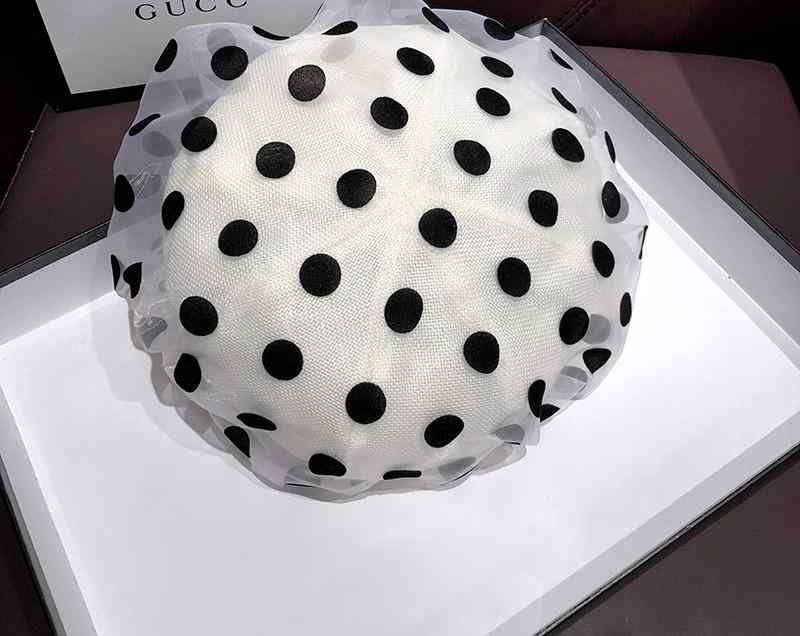 ベレー帽 レディース 春夏 韓国 旅行 通気性 やわらかい 涼しげ 薄手 かわいい 日よけ オーガンジードット 黒 白 無地 単色 カラーサイズ調整可