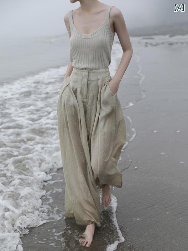 サイズ: SML XL女性のウエストの高さ: ハイウエスト厚さ: 薄手レディースパンツタイプ：ワイドレッグパンツ