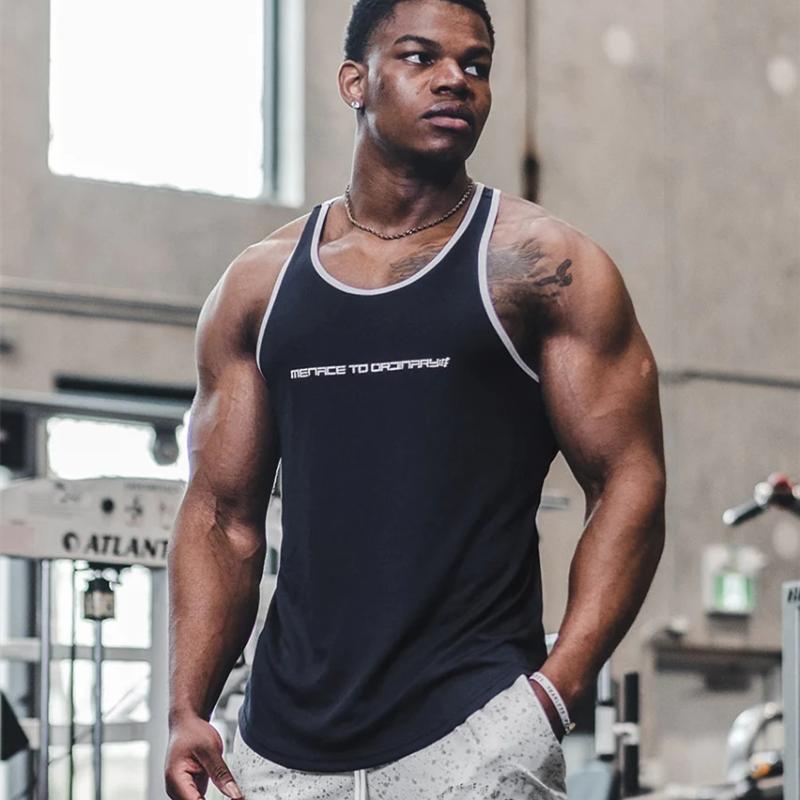マッチョ タンクトップ 速乾 吸湿 発汗 夏 ジム ロゴ メンズ 筋肉 トレーニング ノースリーブ ランニング スポーツ カジュアル アウトドア 通気性 大きいサイズ ラウンドネック 黒 白 青