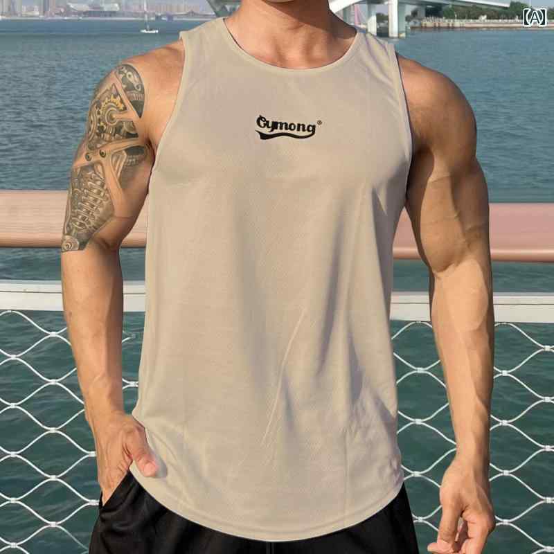 マッチョ タンクトップ メッシュ 速乾 ゆったり 大きいサイズ メンズ 筋肉 伸縮 トレーニング ノースリーブ ランニング スポーツ カジュアル アウトドア 通気性 ワンポイント 白 黒 青