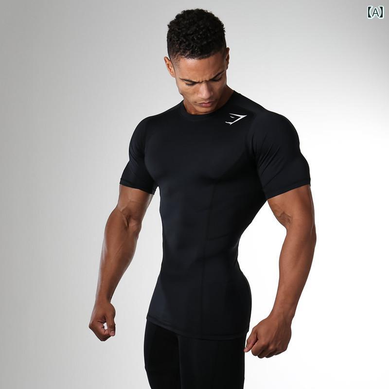 マッチョ tシャツ ラウンドネック 半袖 夏 メンズ トップス トレーニング フィットネス スポーツ 大きいサイズ 速乾 通気性 グレー 白 黒 ワンポイント