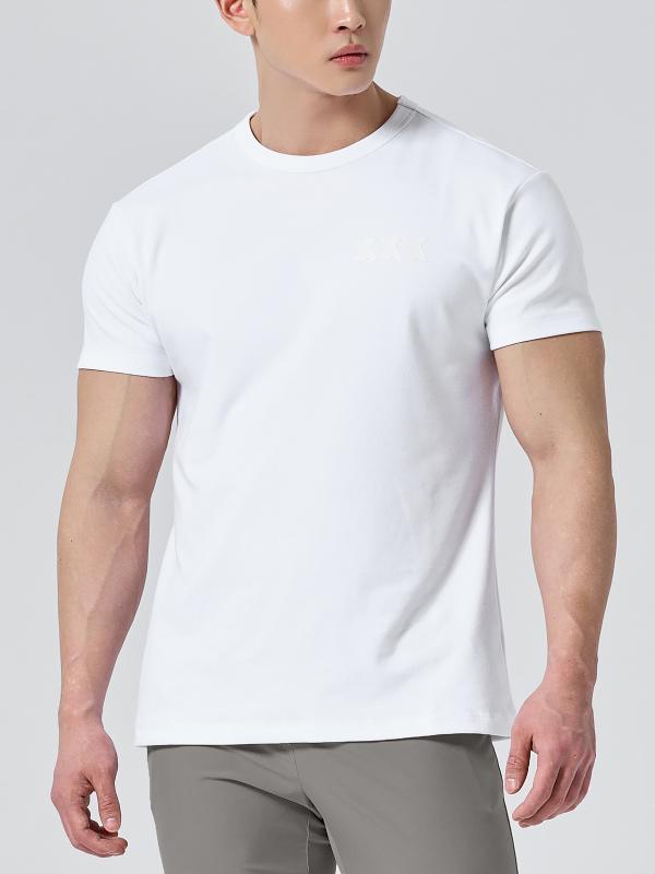 マッチョ tシャツ 半袖 夏 メンズ ラウンドネック フィットネス トレーニング スポーツ 綿 大きいサイズ 通気性 伸縮性 シンプル 無地 グレー 黒 白