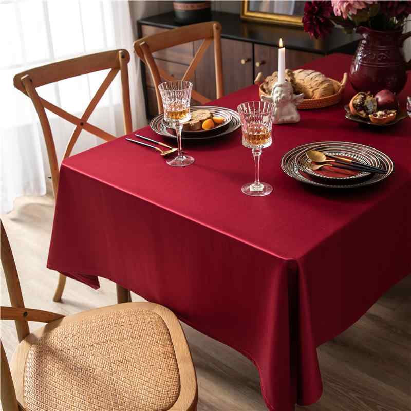 テーブルクロス 長方形 結婚式 お祝い サテン生地 カバー 無地 家庭用 食卓 ダイニング シンプル 光沢 滑らか おしゃれ 大きいサイズ 赤 ベージュ 青