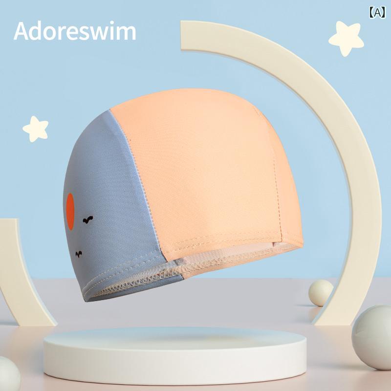 スイムキャップ キッズ おしゃれ 男の子 女の子 布 防水 締め付けない ストレッチ 快適 軽量 ソフト フィット 滑り止め シンプル 無地 花