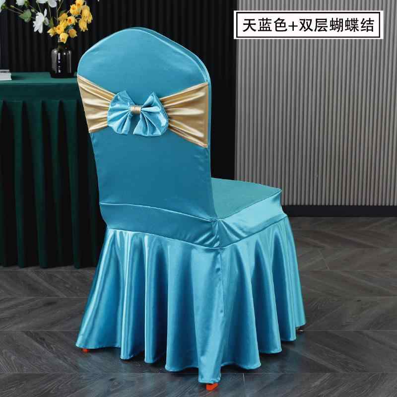 椅子 カバー 結婚式 ホテル 豪華 レストラン リボン フリル きれいめ サテン ロング デコレーション 背もたれ 保護 よごれ防止 赤 青 白